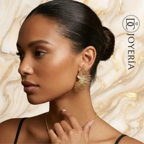 Aretes dorados alas abanico — Acero inoxidable Dorado