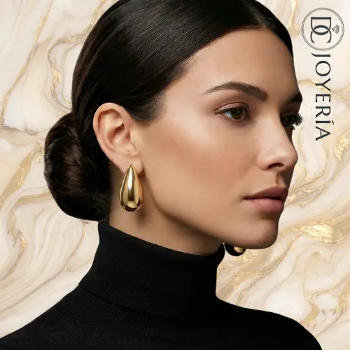 Argollas doradas planas — Acero inoxidable Dorado