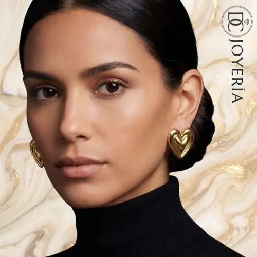 Aretes de corazón — Acero inoxidable Dorado