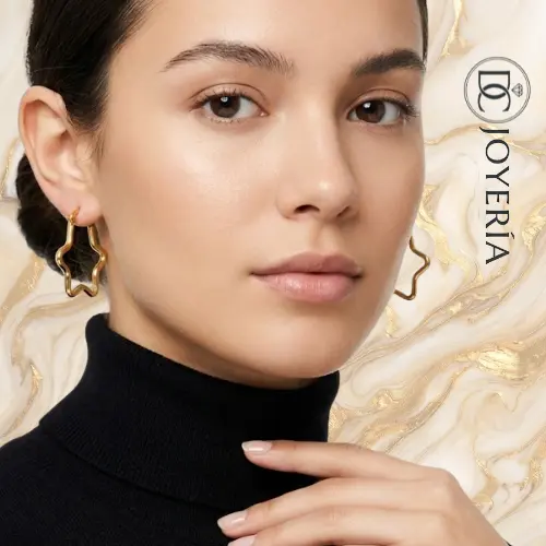 Argollas doradas mini estrella — Acero inoxidable Dorado