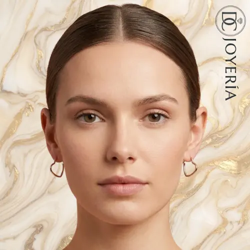Argollas doradas corazón plano — Acero inoxidable Dorado