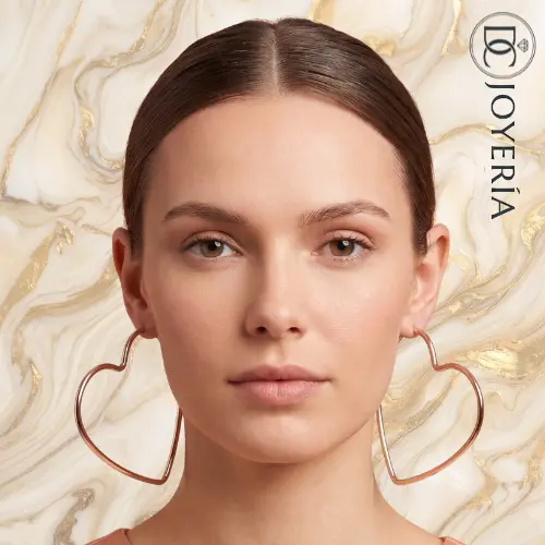 Argollas doradas corazón planas — Acero inoxidable Dorado