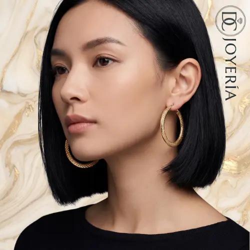 Argollas doradas planas — Acero inoxidable Dorado
