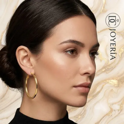 Argollas doradas planas — Acero inoxidable Dorado