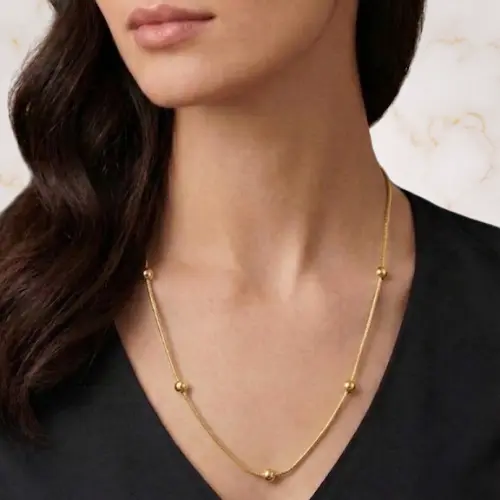 Collar dorado bolitas mediana — Acero inoxidable Dorado